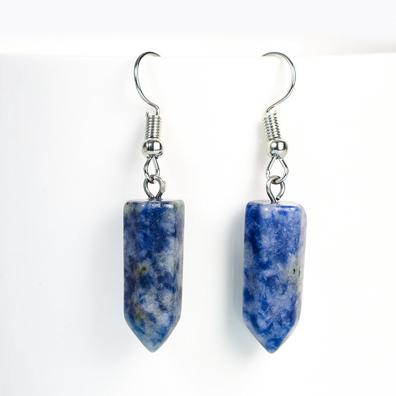 Wholesale Natural Cute Crystal Hexagonal Prism Earrings